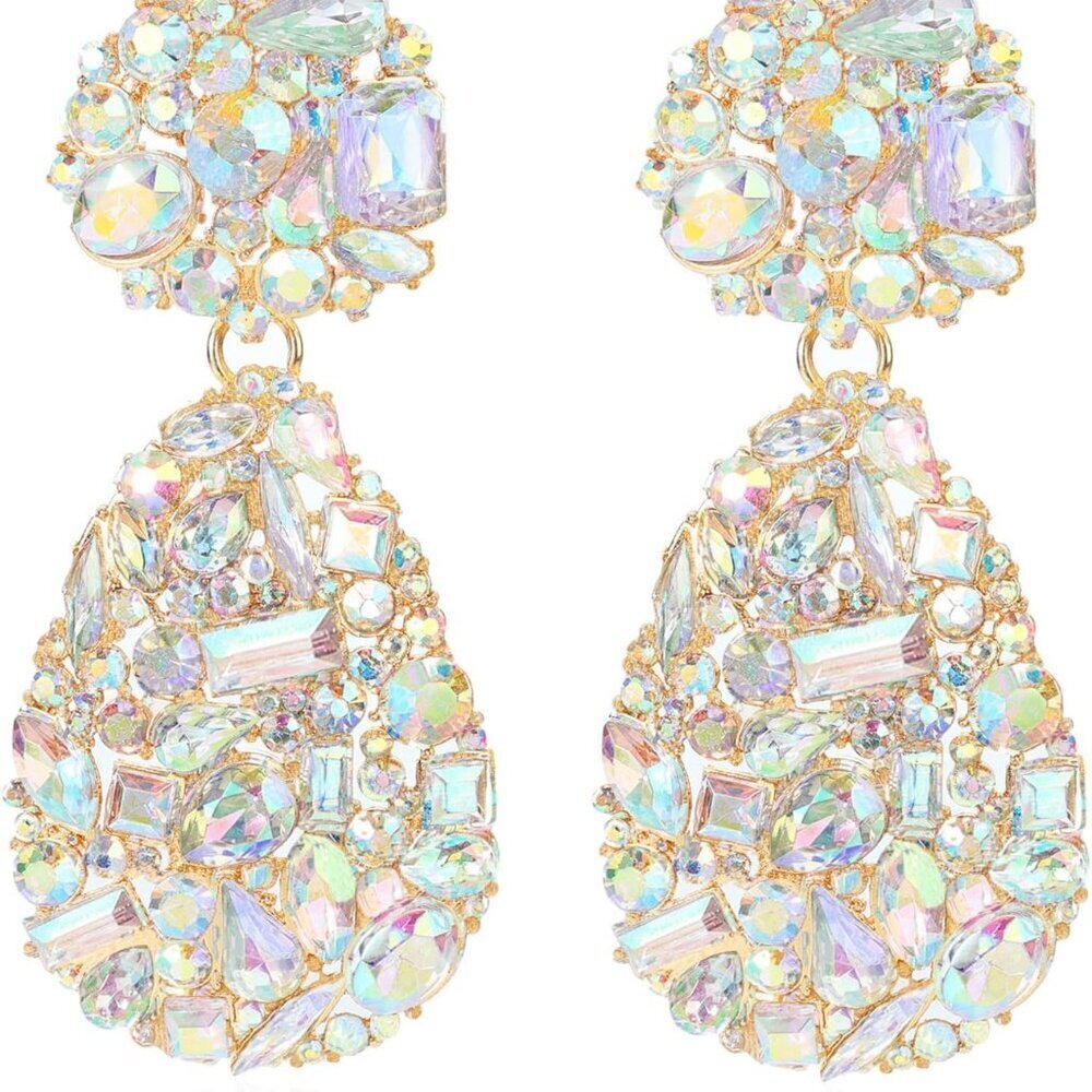 Statement Rhinestone Drop Earrings Crystal Dangle for Women Wedding Party